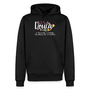 Les clients de Doula | Sage-femme Sage-femme profession Cadeaux - Sweat à capuche Premium bio Homme - noir - Devant - Nico (187cm)