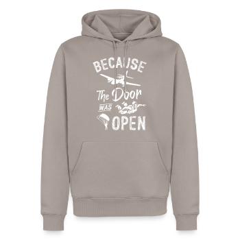 Because The Door was Open - Männer Premium Bio Hoodie - Taupe - Vorne - Nico (187cm)