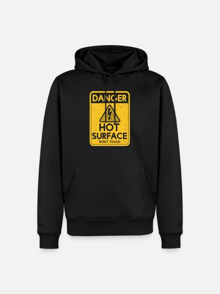 Peligro Superficie caliente no toques el humor - Sudadera con capucha prémium ecológica para hombre - negro