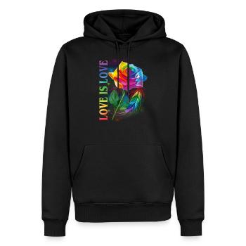 Love Is Love Rainbow Rose LGBT Gay - Männer Premium Bio Hoodie - Schwarz - Vorne - Nico (187cm)
