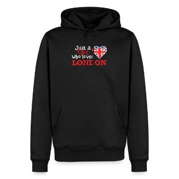Just A Girl Who Loves London England Royaume-Uni cadeau - Sweat à capuche Premium bio Homme - noir - Devant - Nico (187cm)