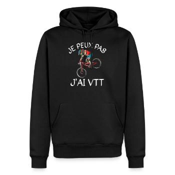 Je Peux Pas J'Ai VTT - Sweat à capuche Premium bio Homme - noir - Devant - Nico (187cm)