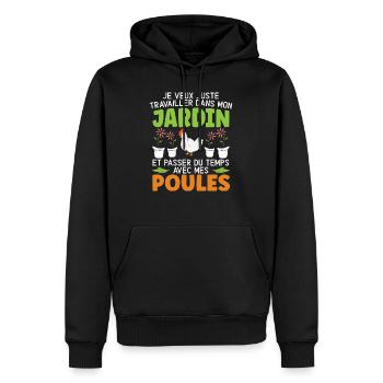 Jardin Et Passer Du Temps Avec Mec Poules - Sweat à capuche Premium bio Homme - noir - Devant - Nico (187cm)