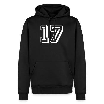 17th birthday jersey - Men’s Premium Organic Hoodie - black - Front - Nico (187cm)