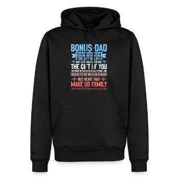 Bonus Père Père Jour - Sweat à capuche Premium bio Homme - noir - Devant - Nico (187cm)
