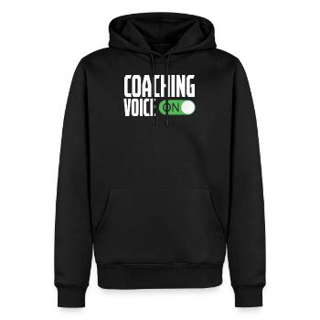 Coaching Voice On Coach Training - Men’s Premium Organic Hoodie - black - Front - Nico (187cm)