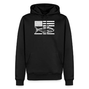 Thon drapeau américain Pêche Lover Rod - Sweat à capuche Premium bio Homme - noir - Devant - Nico (187cm)