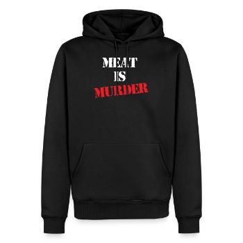 Meat is murder - Männer Premium Bio Hoodie - Schwarz - Vorne - Nico (187cm)