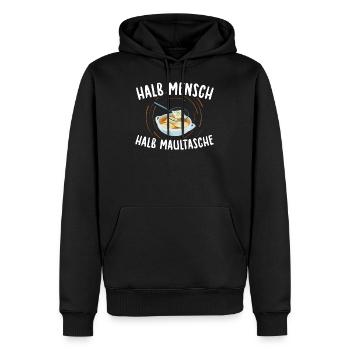 Maultaschen | Schwaben Schwabe Ländle Geschenkidee - Männer Premium Bio Hoodie - Schwarz - Vorne - Nico (187cm)