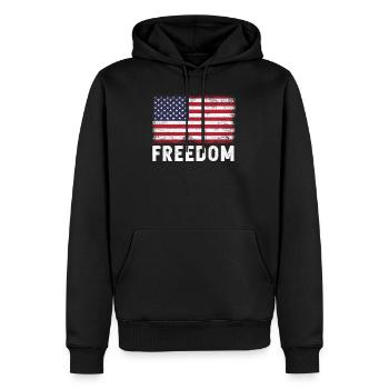Freedom American Flag - Männer Premium Bio Hoodie - Schwarz - Vorne - Nico (187cm)