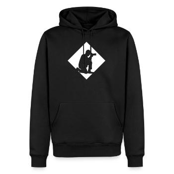 Photographe silhouette photographier - Sweat à capuche Premium bio Homme - noir - Devant - Nico (187cm)