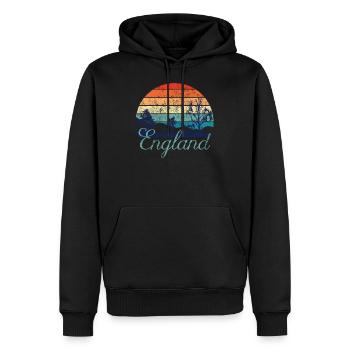 Retro Color Distressed Design England Travel Campi - Männer Premium Bio Hoodie - Schwarz - Vorne - Nico (187cm)