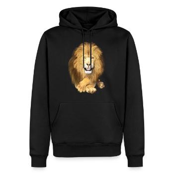 Lion couché, détendu - Sweat à capuche Premium bio Homme - noir - Devant - Nico (187cm)