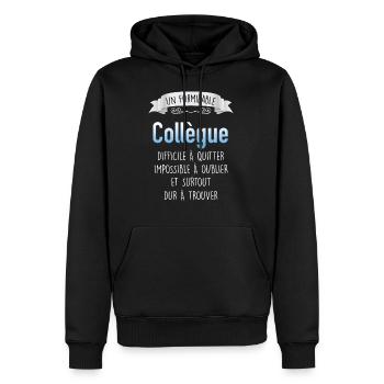 Homme collegue départ en retraite - Sweat à capuche Premium bio Homme - noir - Devant - Nico (187cm)
