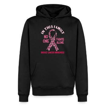 In this Family No one Fights Alone Breast Cancer - Sweat à capuche Premium bio Homme - noir - Devant - Nico (187cm)