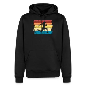 Course rétro coureur jogging sportif - Sweat à capuche Premium bio Homme - noir - Devant - Nico (187cm)