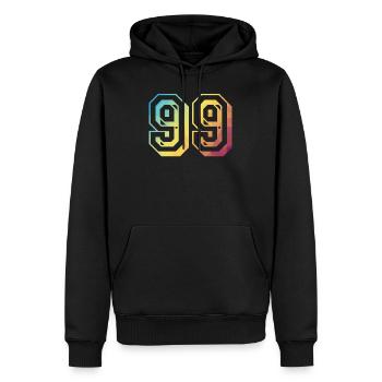 99 ans arc-en-ciel - Sweat à capuche Premium bio Homme - noir - Devant - Nico (187cm)