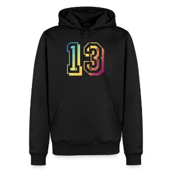 13 ans arc-en-ciel - Sweat à capuche Premium bio Homme - noir - Devant - Nico (187cm)