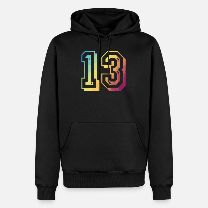 13 ans arc-en-ciel - Sweat à capuche Premium bio Homme - noir