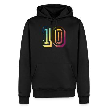10 ans arc-en-ciel - Sweat à capuche Premium bio Homme - noir - Devant - Nico (187cm)