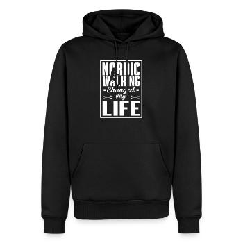 Tenue de marche nordique pour marcheurs nordiques - Sweat à capuche Premium bio Homme - noir - Devant - Nico (187cm)