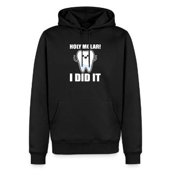 Holy Molar! I did it - Dental school - Dentist - Men’s Premium Organic Hoodie - black - Front - Nico (187cm)