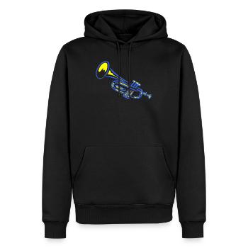 Illustration de trompette - Sweat à capuche Premium bio Homme - noir - Devant - Nico (187cm)