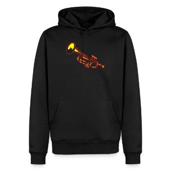 Trompette en laiton design - Sweat à capuche Premium bio Homme - noir - Devant - Nico (187cm)