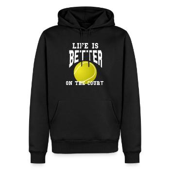 Life is better on the court Tennis - Men’s Premium Organic Hoodie - black - Front - Nico (187cm)