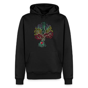 Arbre de vie au coeur de la nature - Sweat à capuche Premium bio Homme - noir - Devant - Nico (187cm)