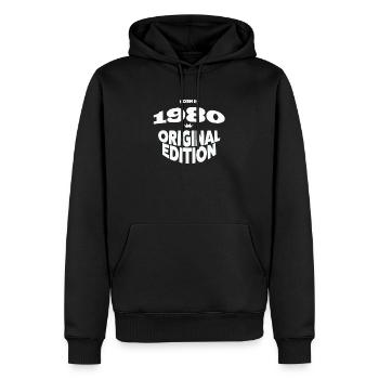 1980 Année de naissance - Sweat à capuche Premium bio Homme - noir - Devant - Nico (187cm)