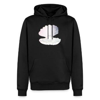 coquille ouverte irisée avec grosse perle - Sweat à capuche Premium bio Homme - noir - Devant - Nico (187cm)