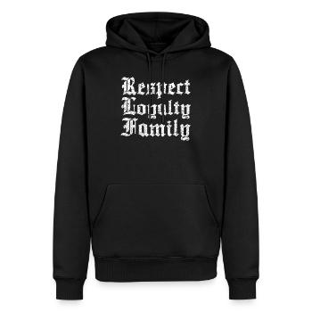 Respect Loyalty Family ancienne police utilisée - Sweat à capuche Premium bio Homme - noir - Devant - Nico (187cm)