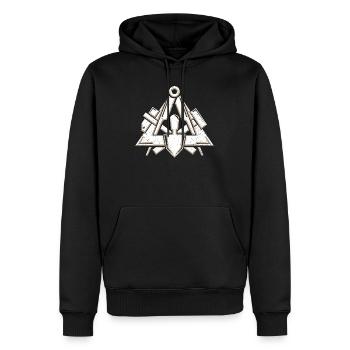Symbole de la guilde des maçons dans un look grunge 3d cool - Sweat à capuche Premium bio Homme - noir - Devant - Nico (187cm)