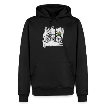 vélo fleurs cycliste - Sweat à capuche Premium bio Homme - noir - Devant - Nico (187cm)