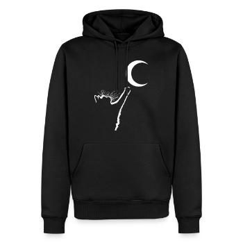 Die Katze und der Mond - Männer Premium Bio Hoodie - Schwarz - Vorne - Nico (187cm)