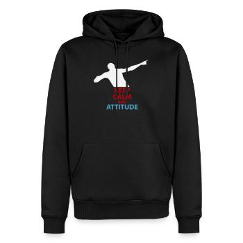 Silhouette calme et attitude - Sweat à capuche Premium bio Homme - noir - Devant - Nico (187cm)