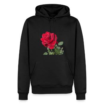 Rote Rose - Männer Premium Bio Hoodie - Schwarz - Vorne - Nico (187cm)