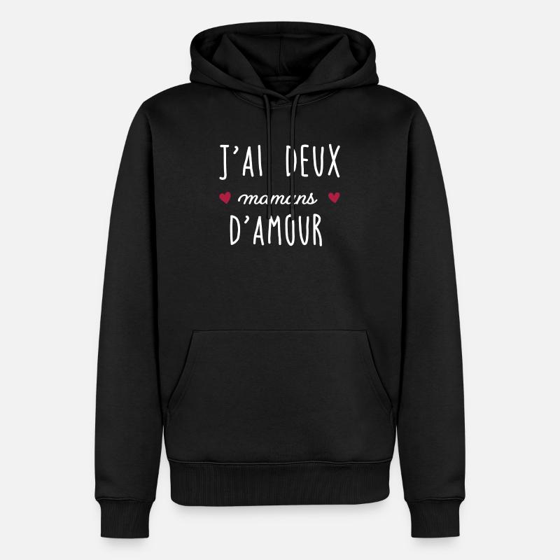 J'ai deux mamans d amour - Sweat à capuche Premium bio Homme - noir