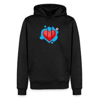 Herz mit Pfeil und liebevollen Details - Männer Premium Bio Hoodie - Schwarz - Vorne - Nico (187cm)