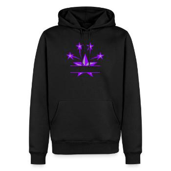 Stern lila grau mit Balken zwischen ihnen zu eigenem Text - Männer Premium Bio Hoodie - Schwarz - Vorne - Nico (187cm)