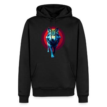 Wolf - Männer Premium Bio Hoodie - Schwarz - Vorne - Nico (187cm)