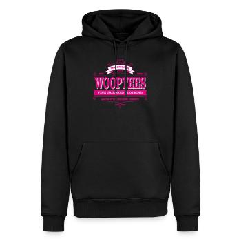 Vintage WoopTees (Farbwechsel möglich) - Männer Premium Bio Hoodie - Schwarz - Vorne - Nico (187cm)