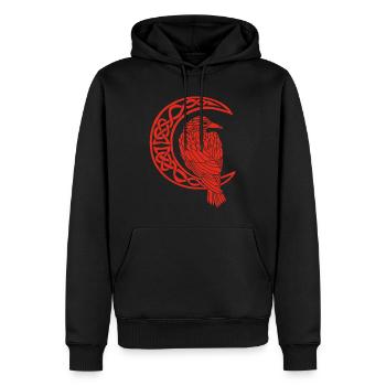 Le corbeau rouge et la lune - Sweat à capuche Premium bio Homme - noir - Devant - Nico (187cm)