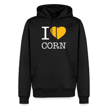 I LOVE CORN Mais - Männer Premium Bio Hoodie - Schwarz - Vorne - Nico (187cm)