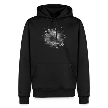 Pixelwolke weiss | flash | rasterize | trendy - Männer Premium Bio Hoodie - Schwarz - Vorne - Nico (187cm)