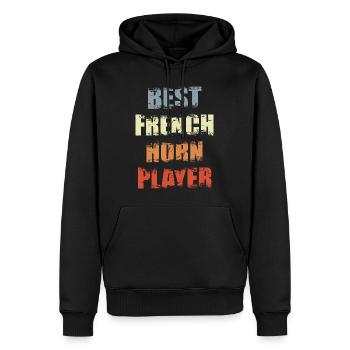 Meilleur joueur de cor français - Sweat à capuche Premium bio Homme - noir - Devant - Nico (187cm)
