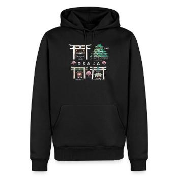 Château d’Osaka, Sanctuaires, Dessin Du Temple, Japon - Sweat à capuche Premium bio Homme - noir - Devant - Nico (187cm)