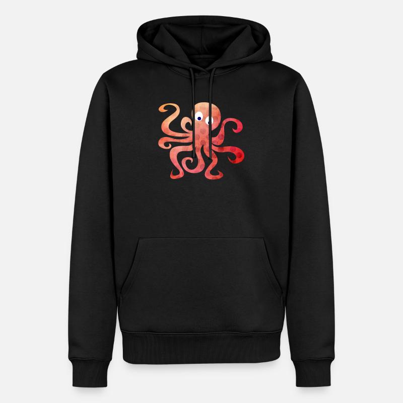 Octopus Dots Squid Tentacule Bande dessinée - Sweat à capuche Premium bio Homme - noir