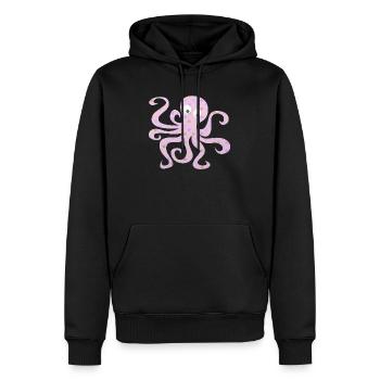 Poulpe à pois Pois roses Nursery Calmar - Sweat à capuche Premium bio Homme - noir - Devant - Nico (187cm)